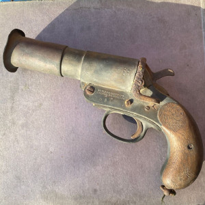 Webley and Scott single shot flare pistol, military issue